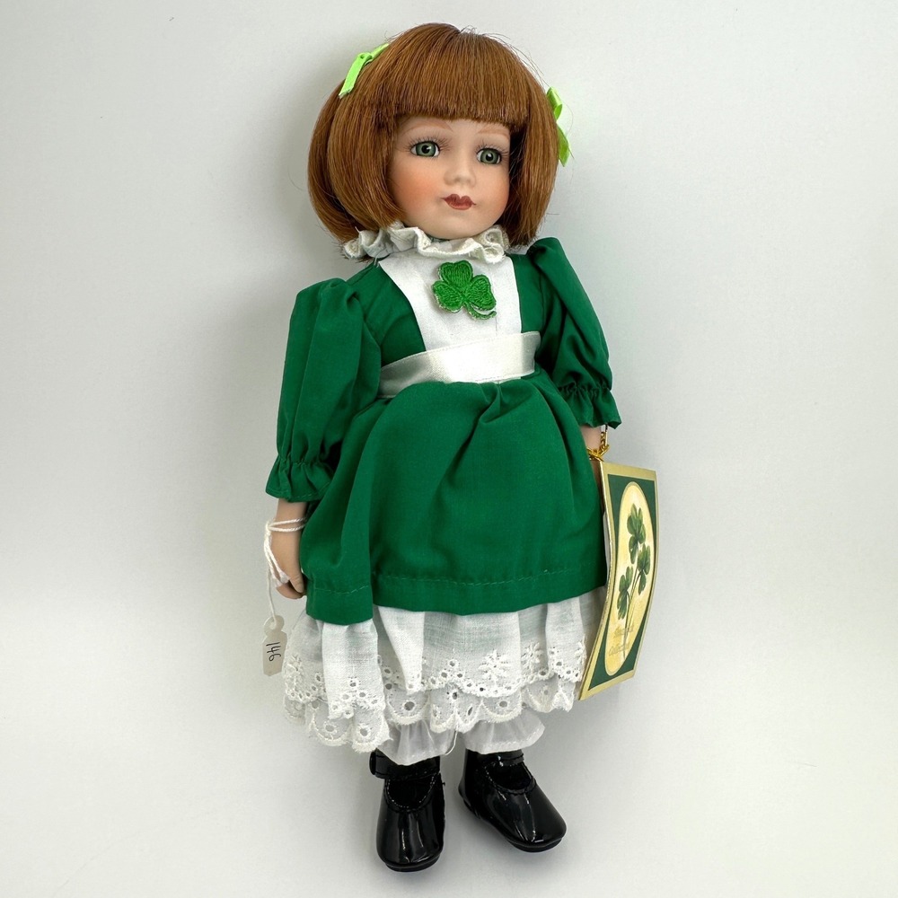 Alberon Porcelain Doll Coleen Shamrock Collection Irish Costume 10.5"